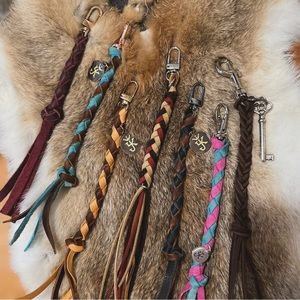 Leather braided keychains/purse charms